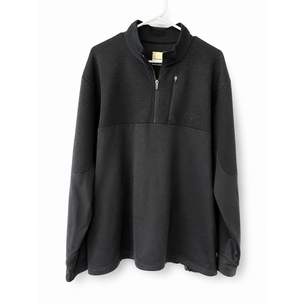 Callaway Mens XL Black 1/4 Zip Performance Fleece Pullover Golf Jacket Chest Zip